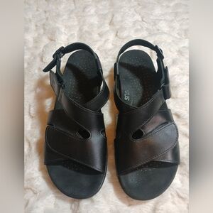 SAS Huggy Sandals Womens Size 9N Black Leather Tripad Comfort Shoes